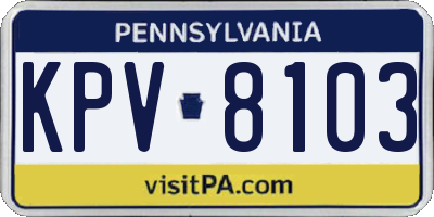 PA license plate KPV8103