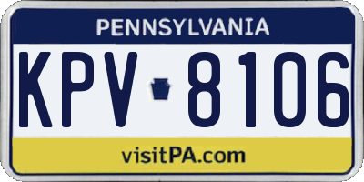 PA license plate KPV8106
