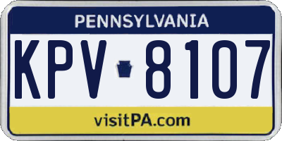PA license plate KPV8107