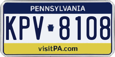 PA license plate KPV8108