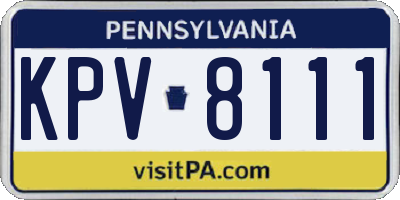 PA license plate KPV8111