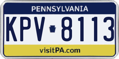 PA license plate KPV8113