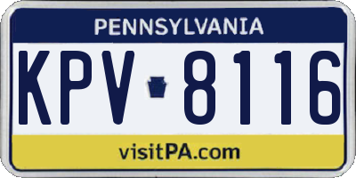 PA license plate KPV8116