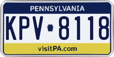 PA license plate KPV8118