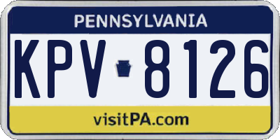 PA license plate KPV8126