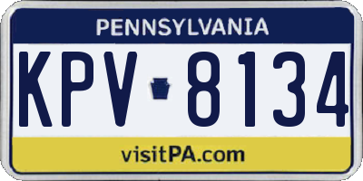 PA license plate KPV8134