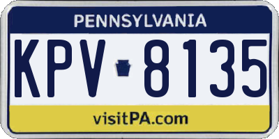PA license plate KPV8135