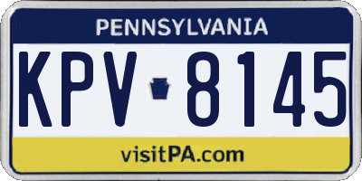 PA license plate KPV8145