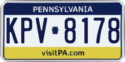 PA license plate KPV8178