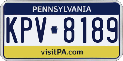 PA license plate KPV8189