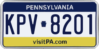 PA license plate KPV8201