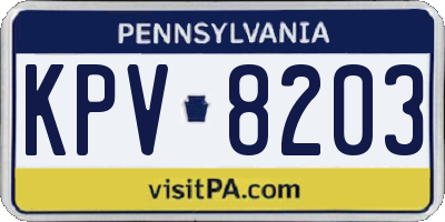 PA license plate KPV8203