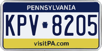 PA license plate KPV8205