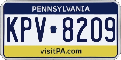 PA license plate KPV8209
