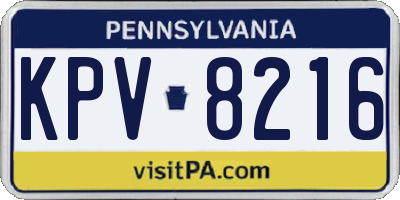PA license plate KPV8216