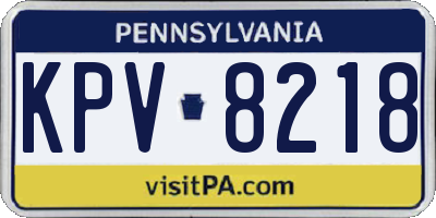 PA license plate KPV8218