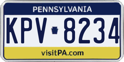 PA license plate KPV8234