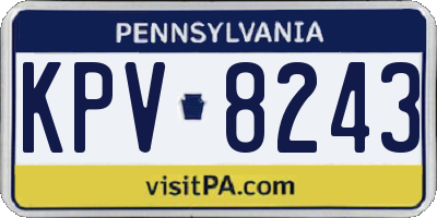 PA license plate KPV8243