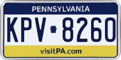 PA license plate KPV8260