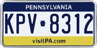 PA license plate KPV8312
