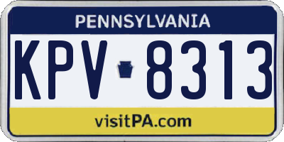 PA license plate KPV8313