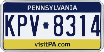PA license plate KPV8314