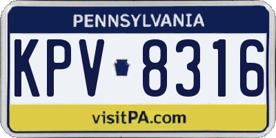 PA license plate KPV8316