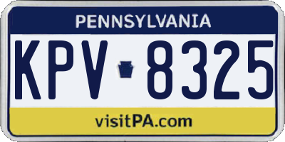 PA license plate KPV8325
