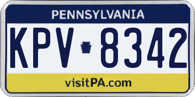 PA license plate KPV8342