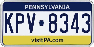 PA license plate KPV8343