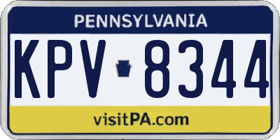 PA license plate KPV8344