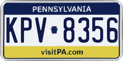 PA license plate KPV8356
