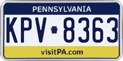 PA license plate KPV8363