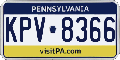 PA license plate KPV8366