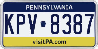 PA license plate KPV8387