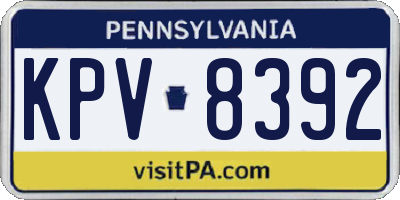 PA license plate KPV8392