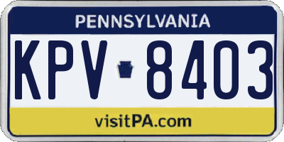 PA license plate KPV8403