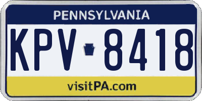 PA license plate KPV8418
