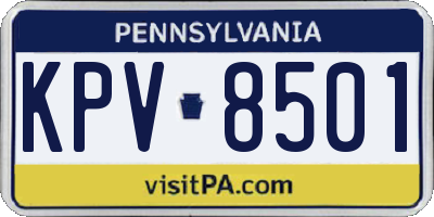 PA license plate KPV8501