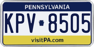 PA license plate KPV8505