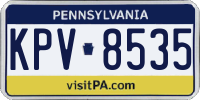 PA license plate KPV8535