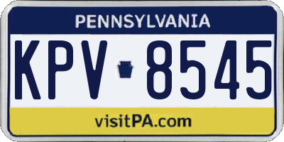 PA license plate KPV8545