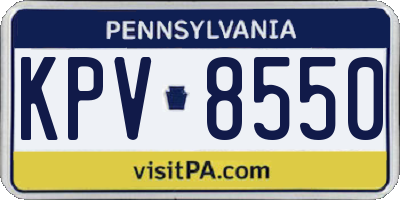 PA license plate KPV8550