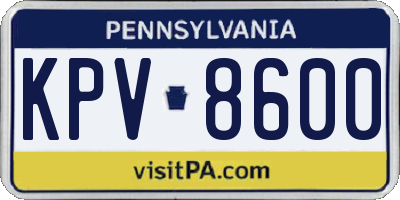 PA license plate KPV8600