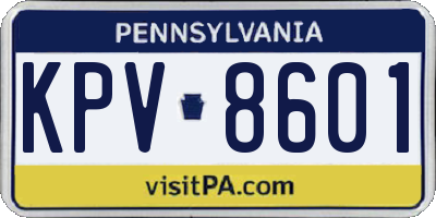 PA license plate KPV8601
