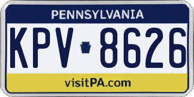 PA license plate KPV8626