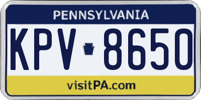 PA license plate KPV8650