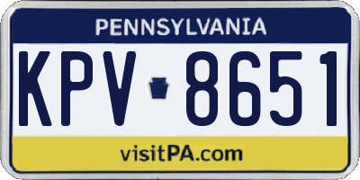 PA license plate KPV8651