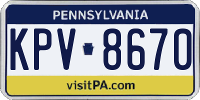 PA license plate KPV8670