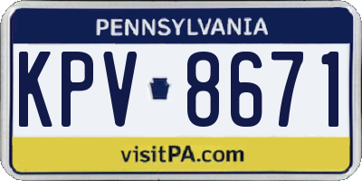 PA license plate KPV8671